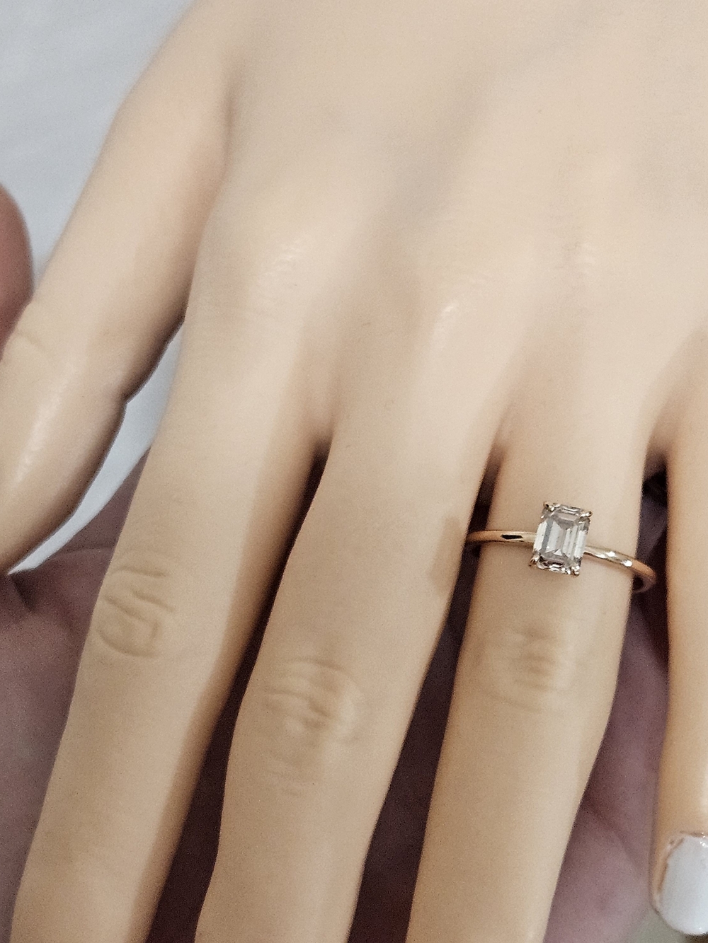 14k. Rose Gold Emerald-Cut Solitaire Champagne Diamond Ring